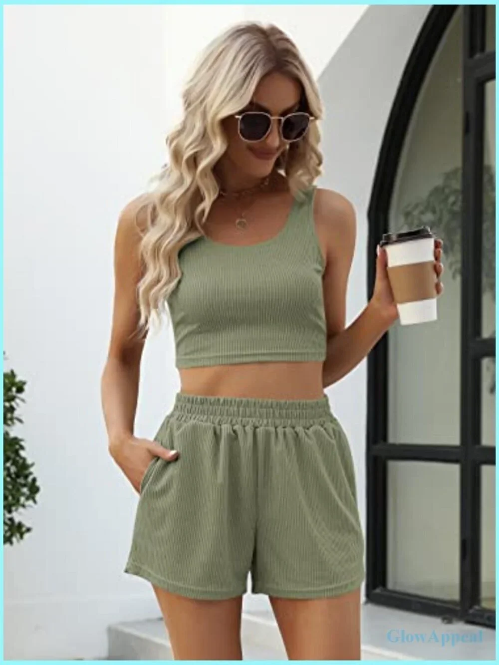 Sleeveless Lounge Crop Top High Waisted Short Set